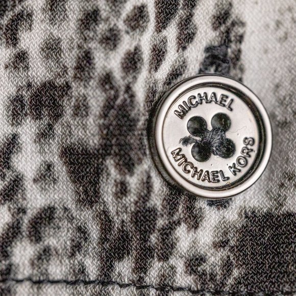 Michael Kors Snakeskin Patchwork Print Belted Dress, Size Large - Picture 7 of 12